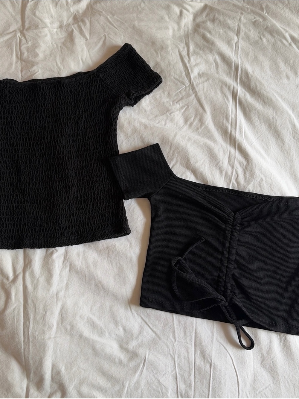 Black Off-Shoulder Crop Tops Duo